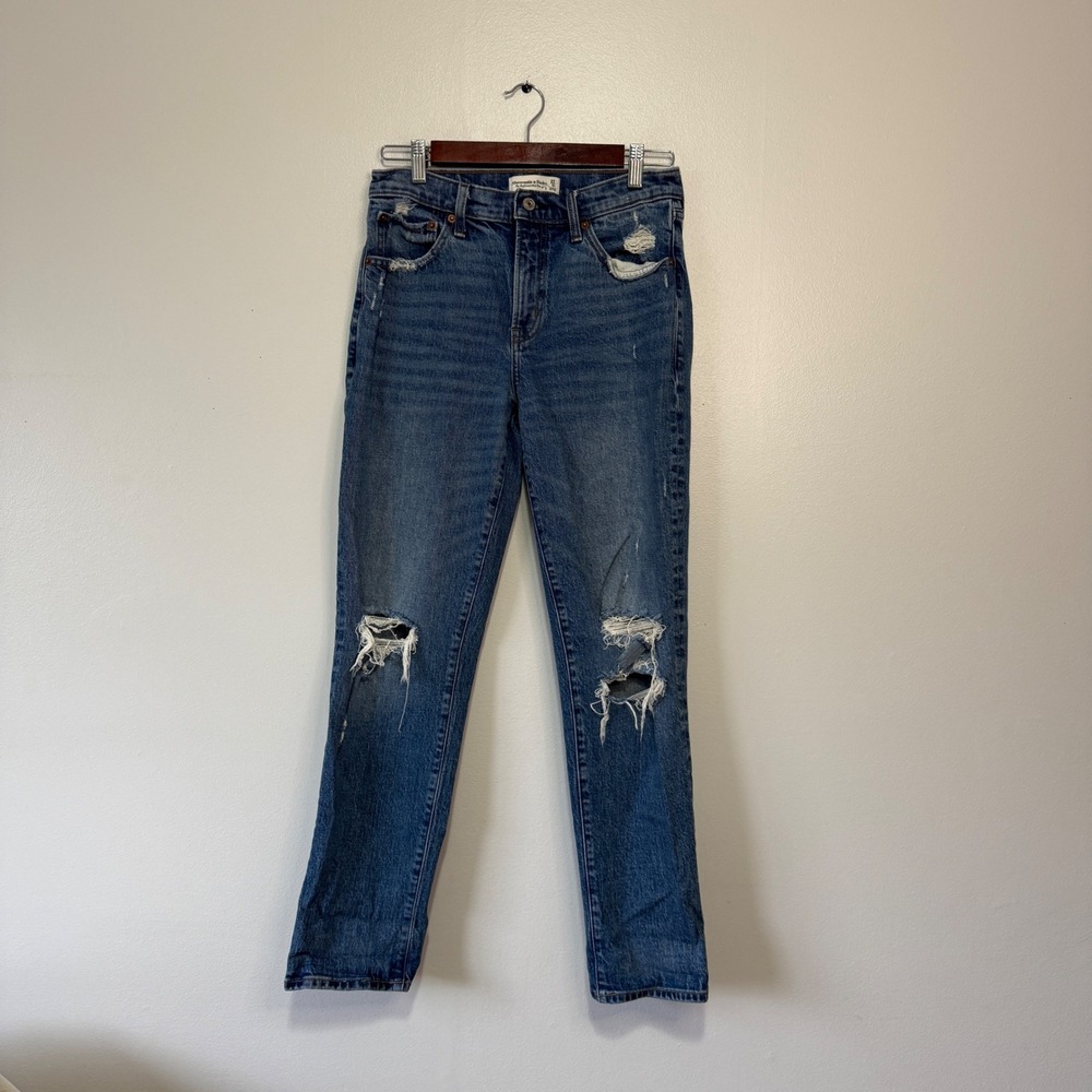 Abercrombie‎ Fitch Womens Jeans  27 Boyfriend Mid Rise Distressed Straight Leg